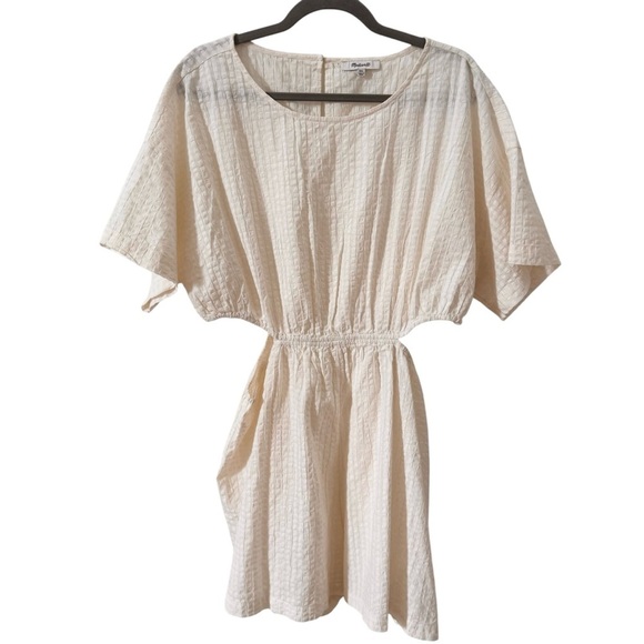 Madewell Cutout Romper in Seersucker "Lighthouse" Cream 100% Cotton Size XXL - Picture 5 of 13